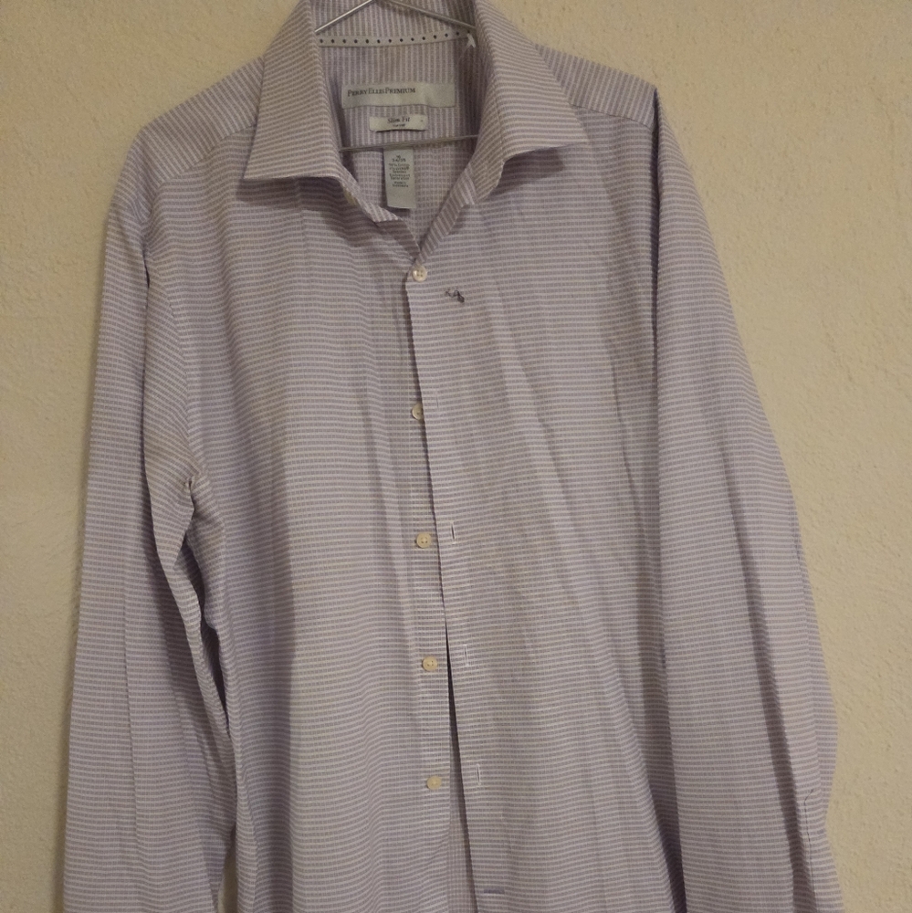 Perry Ellis Men's Dress Shirt - Purple Stripes